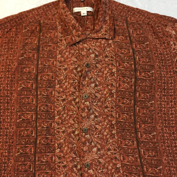 Geoffrey Beene Shirt Men XL Washable 100% Silk Short Sleeve Button-Up Multicolor - Picture 11 of 11